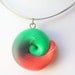 Spiral Pendant Polymer Clay Necklace Translucent Red Green Stripes