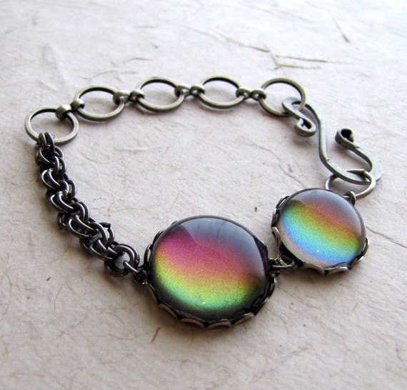Rainbow Mirage Industrial Bracelet Antiqued Silver