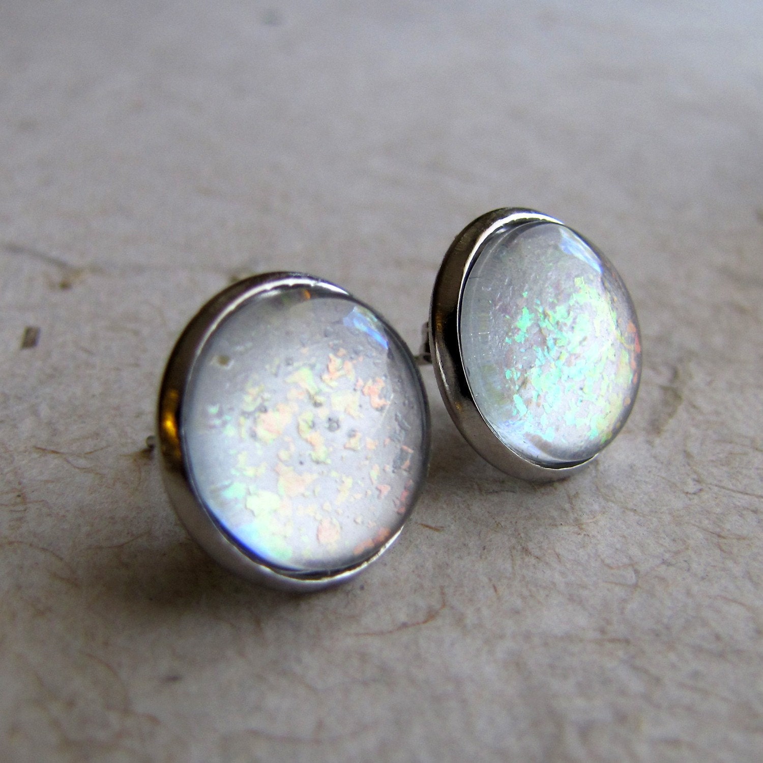 Snow Storm Post Earrings 12mm Silver