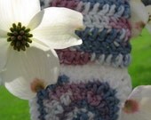 Granny Square Scarf in Pink Blue and White