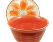 Tangerine Orange Ceramic Bowl - Handmade Stoneware Pottery Bowl - Wheel Thrown Clay Serving Bowl - Ready to Ship