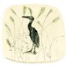 Square Ceramic Plate - Handmade Heron Plate - Ceramic Pottery Soap or Butter Dish - Ready to Ship Today - Mishima Style