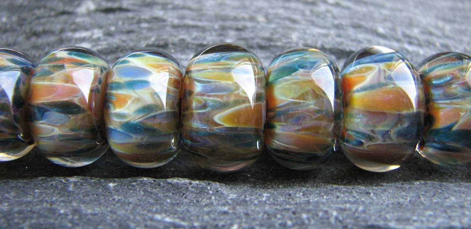 FREE BEAD Boro Glass Lampwork Beads Tidal Bubbles