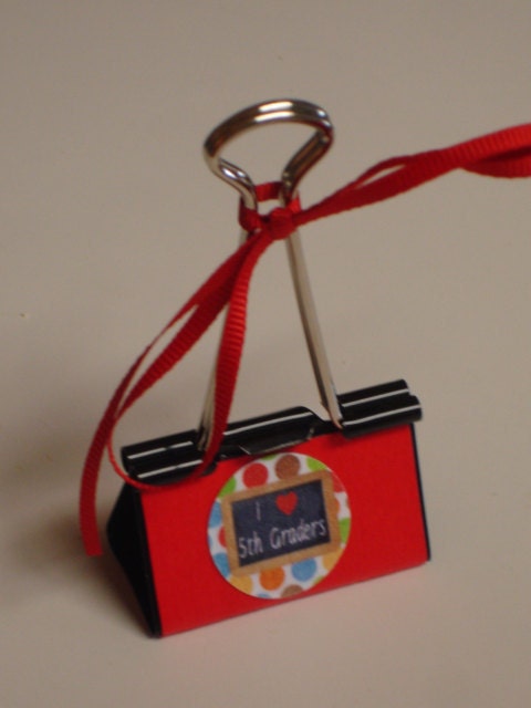 LARGE binder clip recipe - gift card - photo holder FIFTH GRADERS