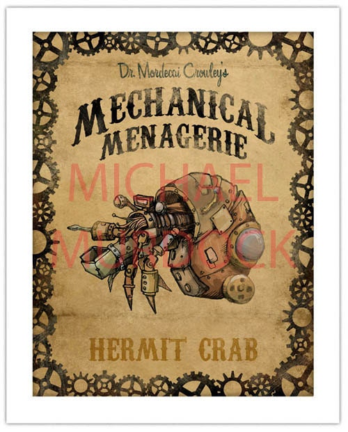 Robot Hermit  Crab Art Print 11x14