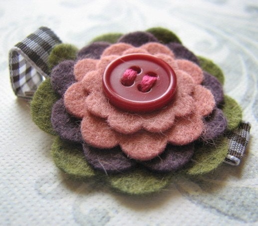 LILY - Wool Felt and Button Hair Clip