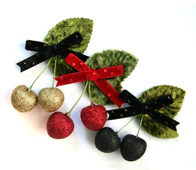 Perfect Cherries Hair Clip Accessory Lolita Retro Pinup Rockabilly Cute