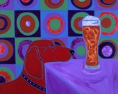 Thirsty - Modern Dog Art - Dog with Beer - by dogpopart