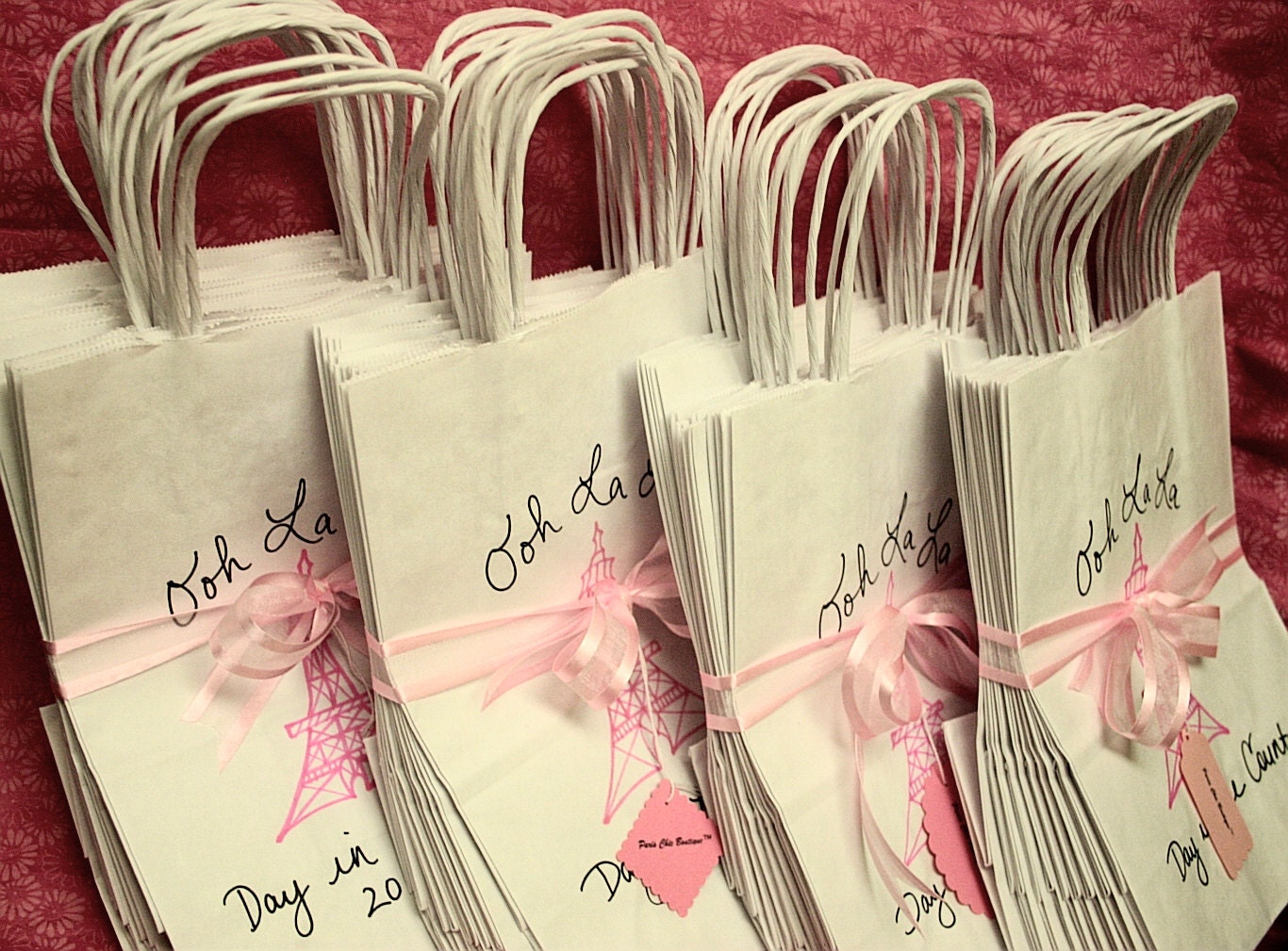 PARIS Party Favor Bags Set of 20 Personalized You pick the color of the design Eiffel Tower - Thank You Gift Bags