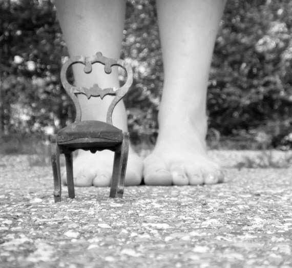 Alice's Vintage Inspired Dollhouse Toy Chair, Self- Portrait  Fine Art Original, 8.5x11 Photograph By Paper-Mâché Dream Photography,fPOE