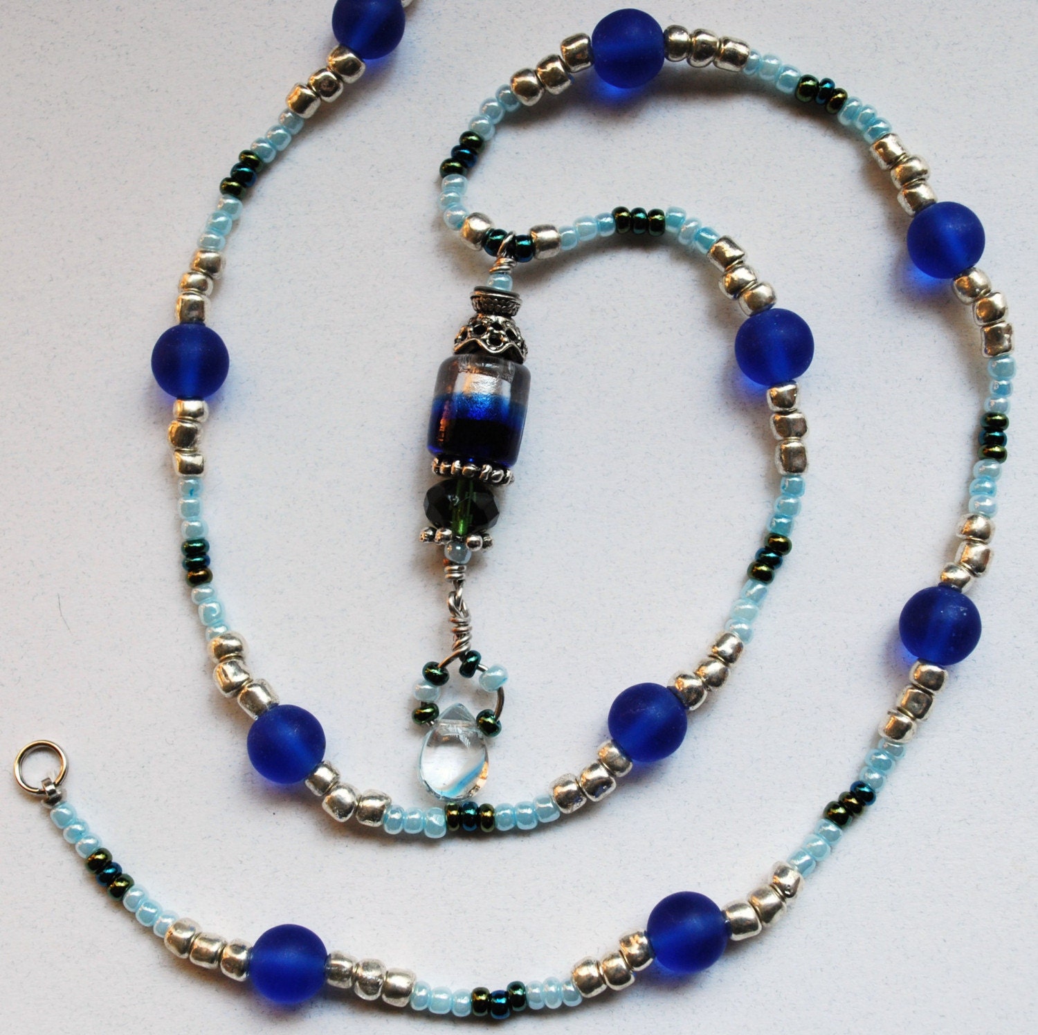 Blue Beaded Necklace After Midnight Blues