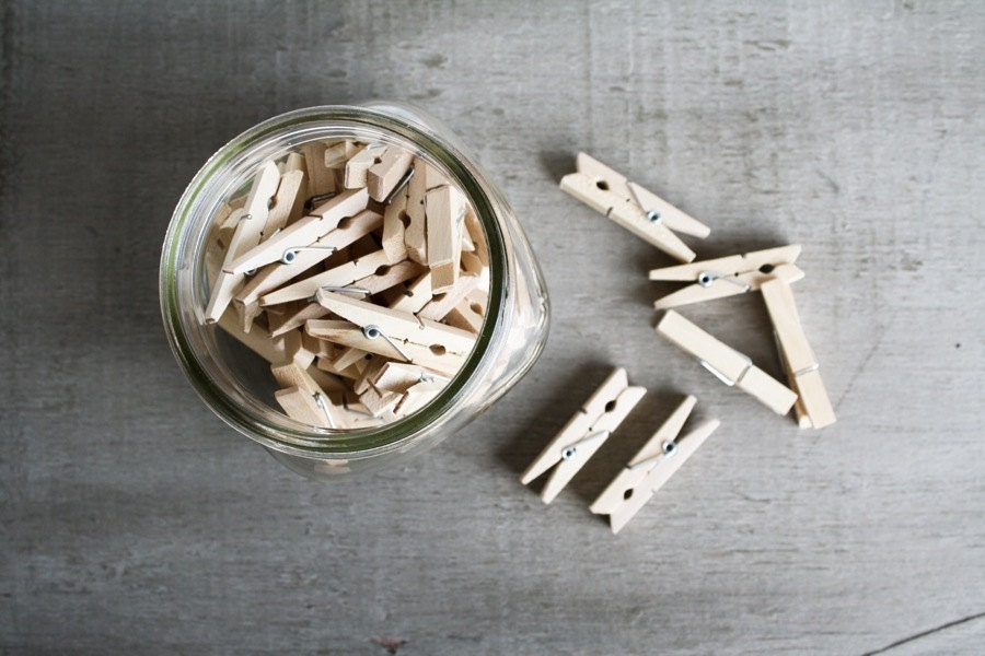 72 Small Clothespins in a Jar