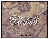 Sterling Silver Calligraphy Script Name Necklace, Personalized With Handmade Clasp