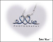 Heavy Sterling Silver Calligraphy Script LOGO Pendant or Necklace, Custom Made With Handmade Clasp, Large Size
