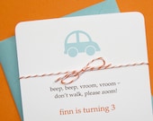 Printed Pool Car Divine Twine Baby Shower Invitations or Birthday Invitations