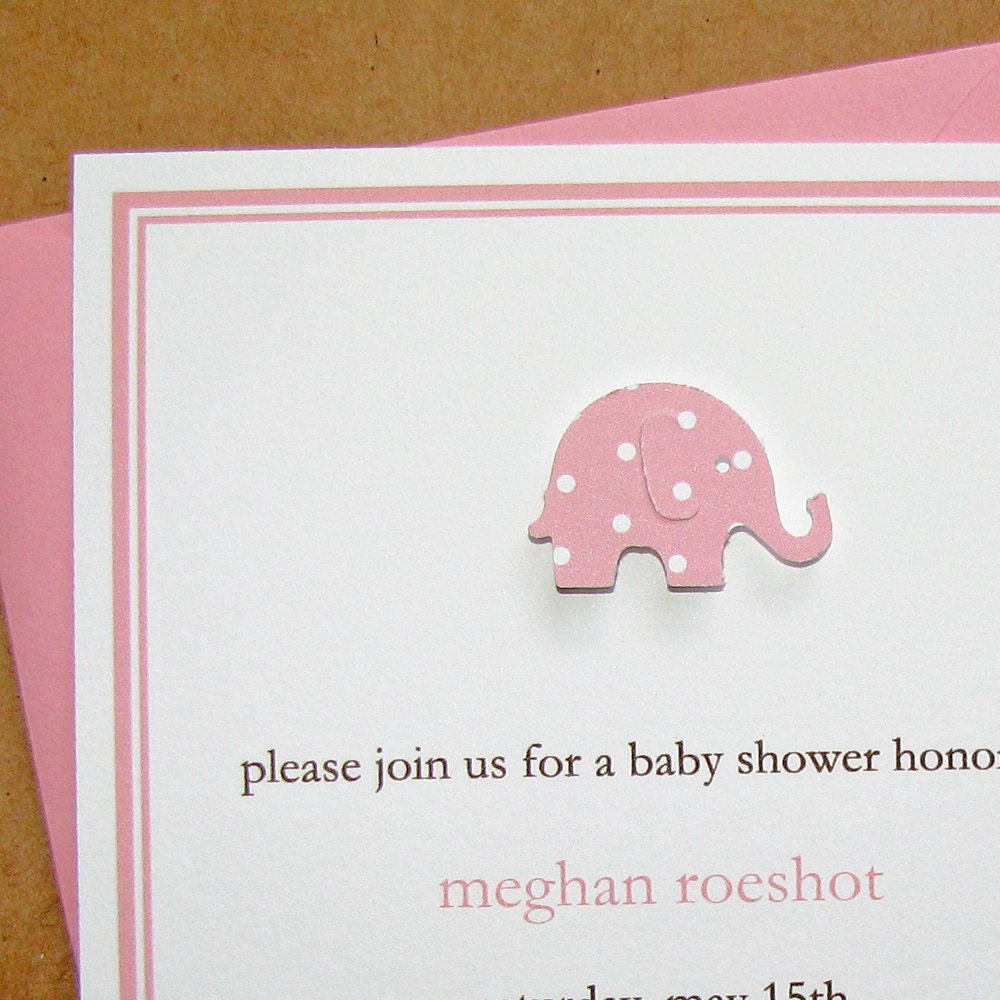 baby shower invitation, elephant baby shower invitation, handmade baby ...