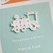boys baby shower invitation handmade pool and orange polka dot train, recycled, texutred stock - set of 8