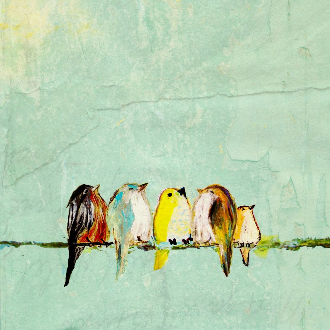 We Are the World (8x10 baby birds on wire print)