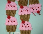 Chocolate pink Cupcakes Face SCARF stemed 3D cherry 70 in. Made To Order