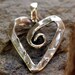 Handcrafted Artisan RIBBON HEART w CURLY Q Sterling Silver Pendant