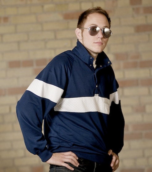 Vintage Navy Sasson Pullover -  Mens Large