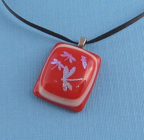 Fused Glass Pendant- Dragonflies