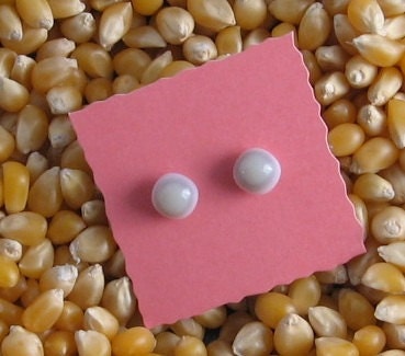 Fused Glass Post Earrings- Pink and Gray