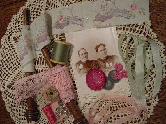MAY DAY BARGAIN ... two sisters in stitches ... they loved using their sewing notions in Bushnell, Illinois