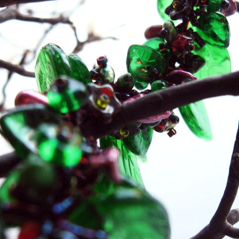 Garnet Vine Bracelet - Dark Green - RESERVED for Anastasia