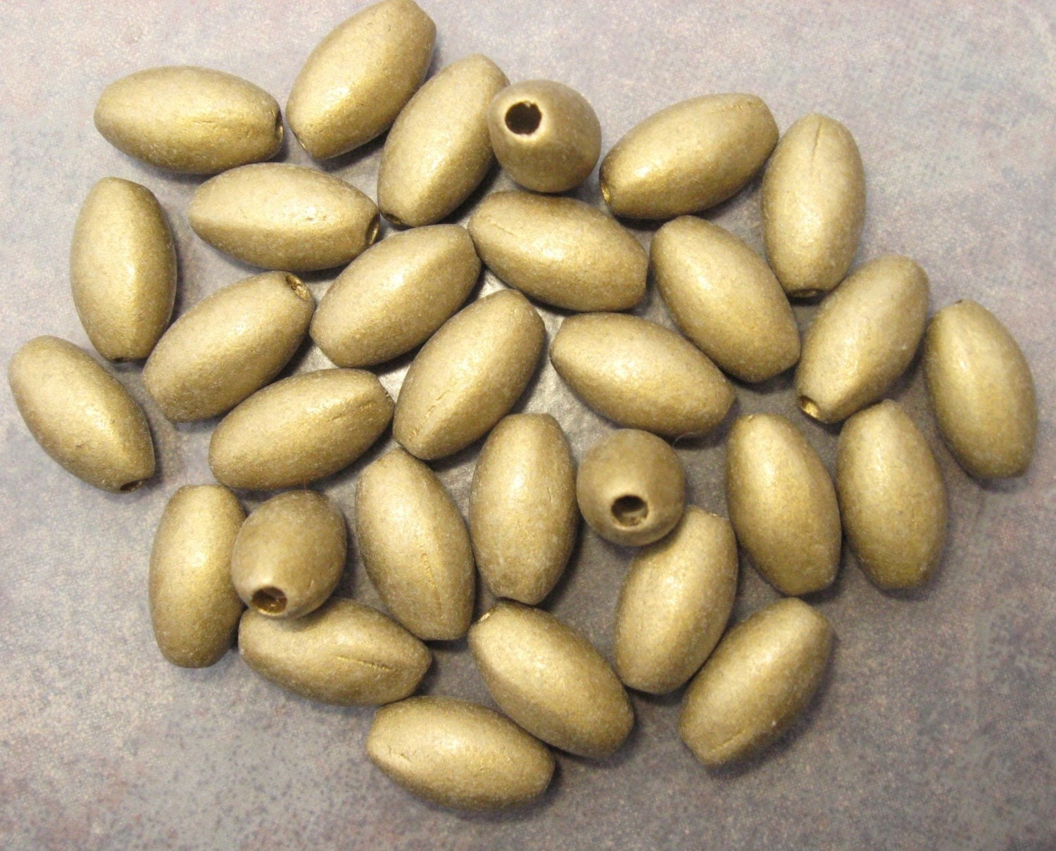 GOLD EARTHY OVALS Greek Ceramic Beads (5)