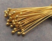 10 Bali Vermeil 27gauge 30mm Headpins with Ball - LOW SHIPPING