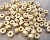 25 KHAKI TAN  Mini Tubes 6x4mm Mykonos Greek Ceramic Large Holed Beads