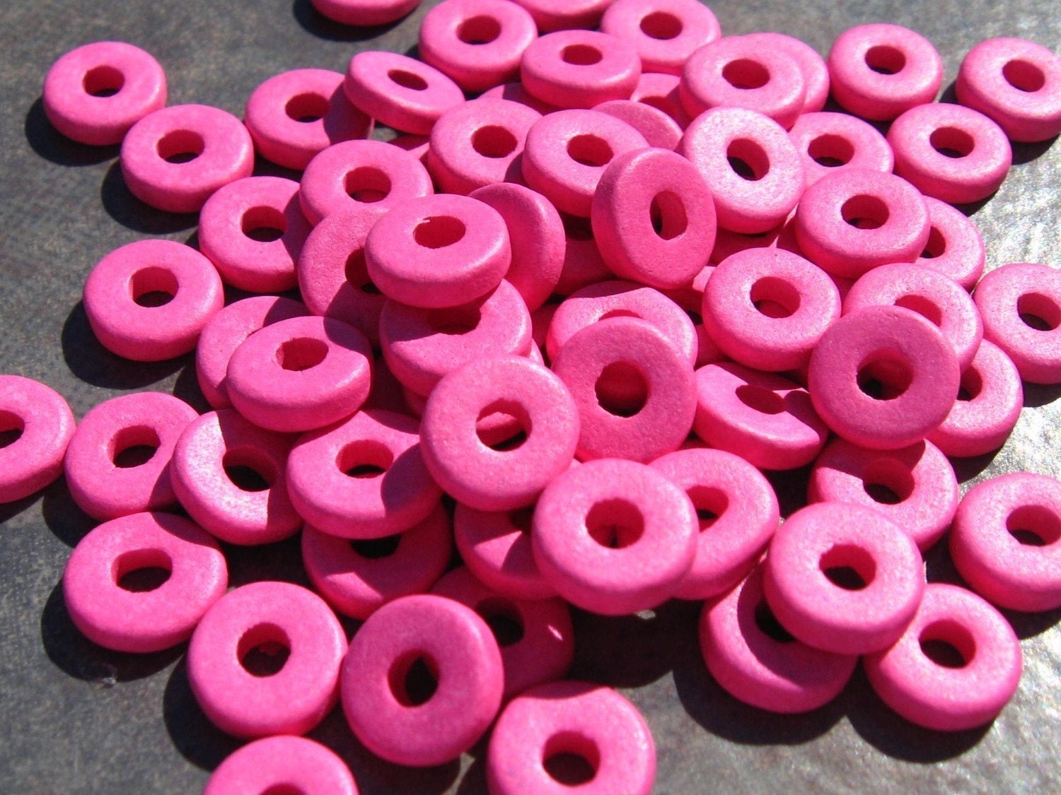 FUCHSIA 8mm Round Washer - Spacer Mykonos Greek Ceramic Beads (25)