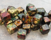 Greek Ceramic Square Beads - 7x7mm AUTUMN RUST (10)