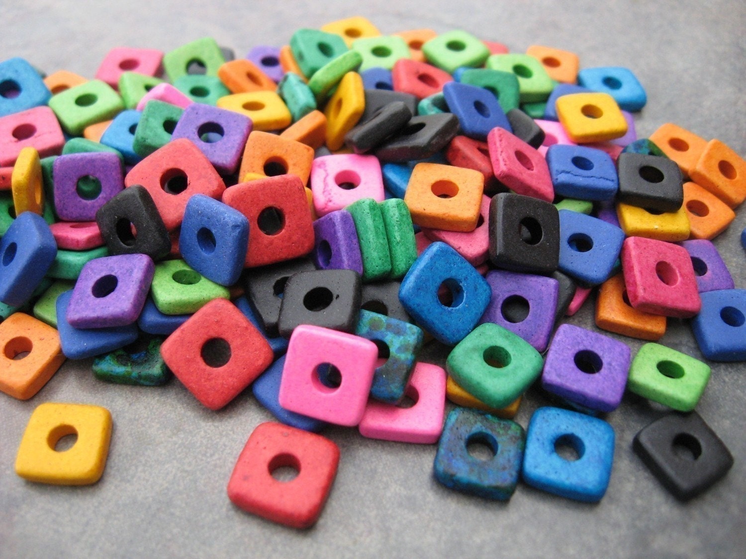 25 BRIGHT ASSORTMENT 8mm Square Washer Greek Ceramic Beads