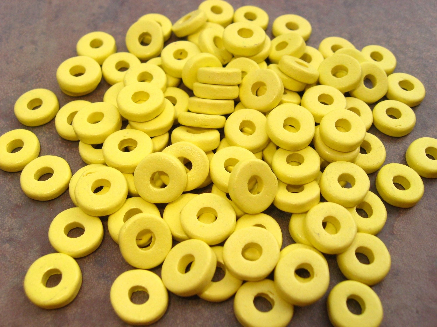 25 NEON YELLOW  Greek Ceramic 8mm Round Beads