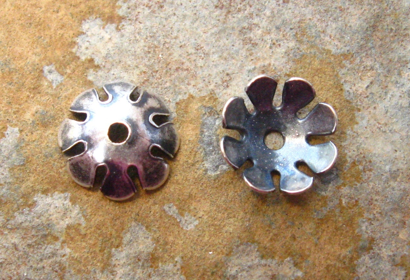 LOW SHIPPING 4 Antique Silver 8mm  Petal Bead Cap -  Trinity Brass Co.