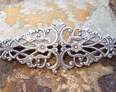 1 Antique Silver Patina Diamond Floral Filigree 64mm x 21mm -  Trinity Brass