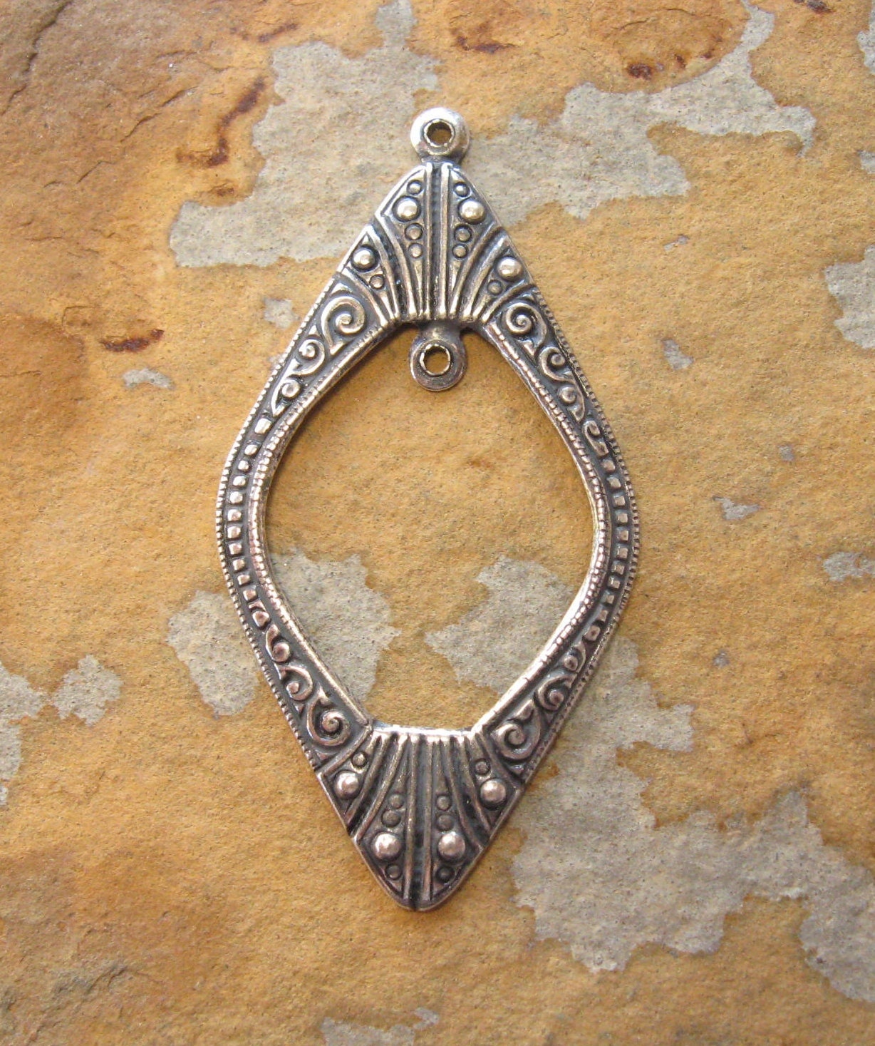 2 Antique Silver Art Deco Window Pendant -  Trinity Brass LOW SHIPPING
