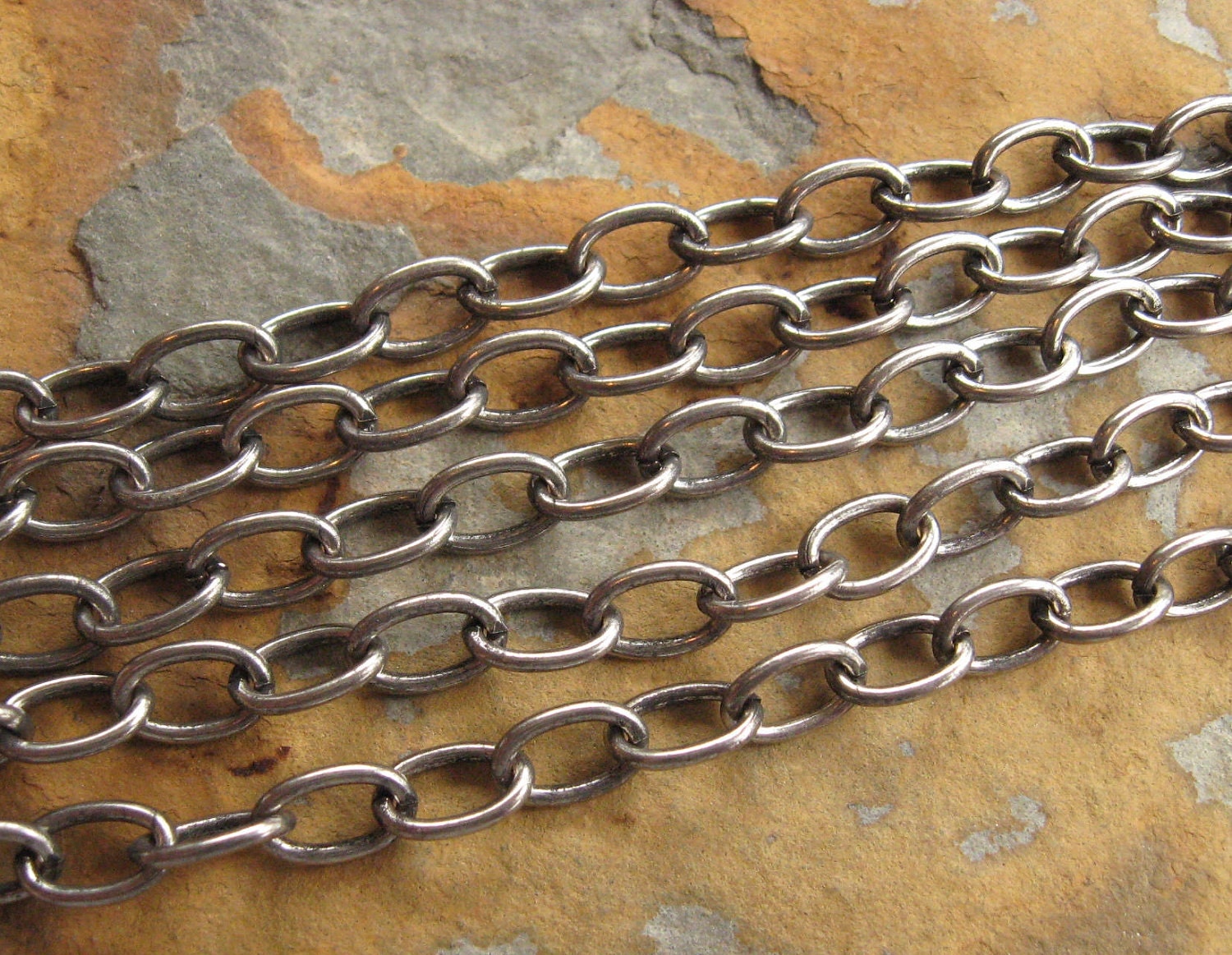 3 ft. Trinity Brass Antique Silver Fine Oval Cable Chain 5.5mm x 8mm - LOW SHIPPING