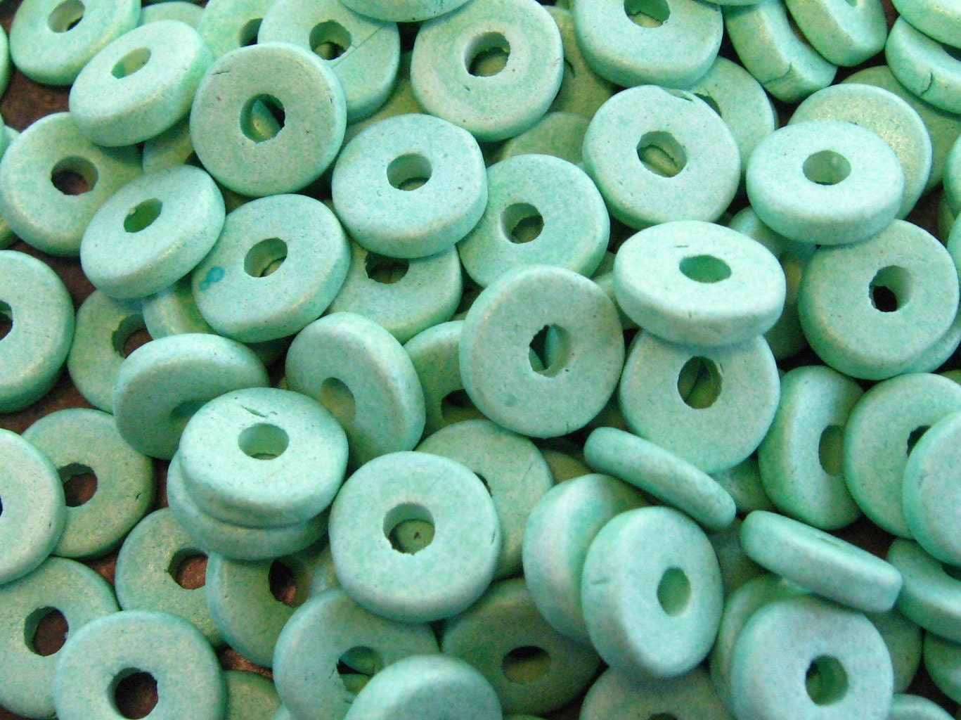 25 MINT Greek Ceramic Beads - Large Holed 8mm Round Washers
