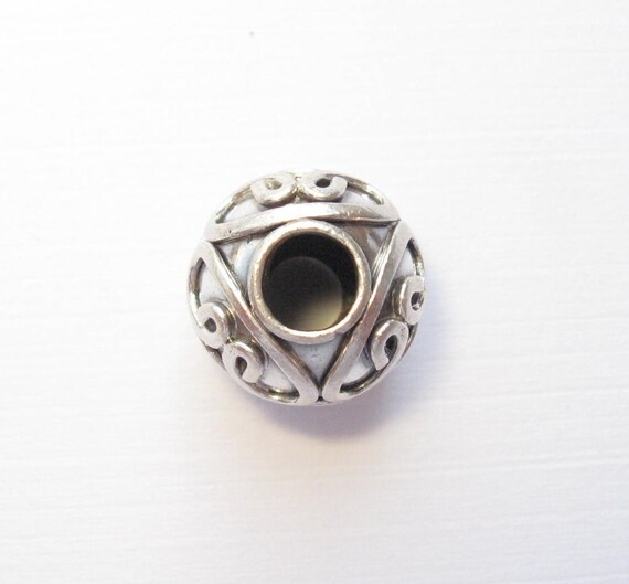 Sterling Silver Pandora Style Large Hole Bead - SWIRLS
