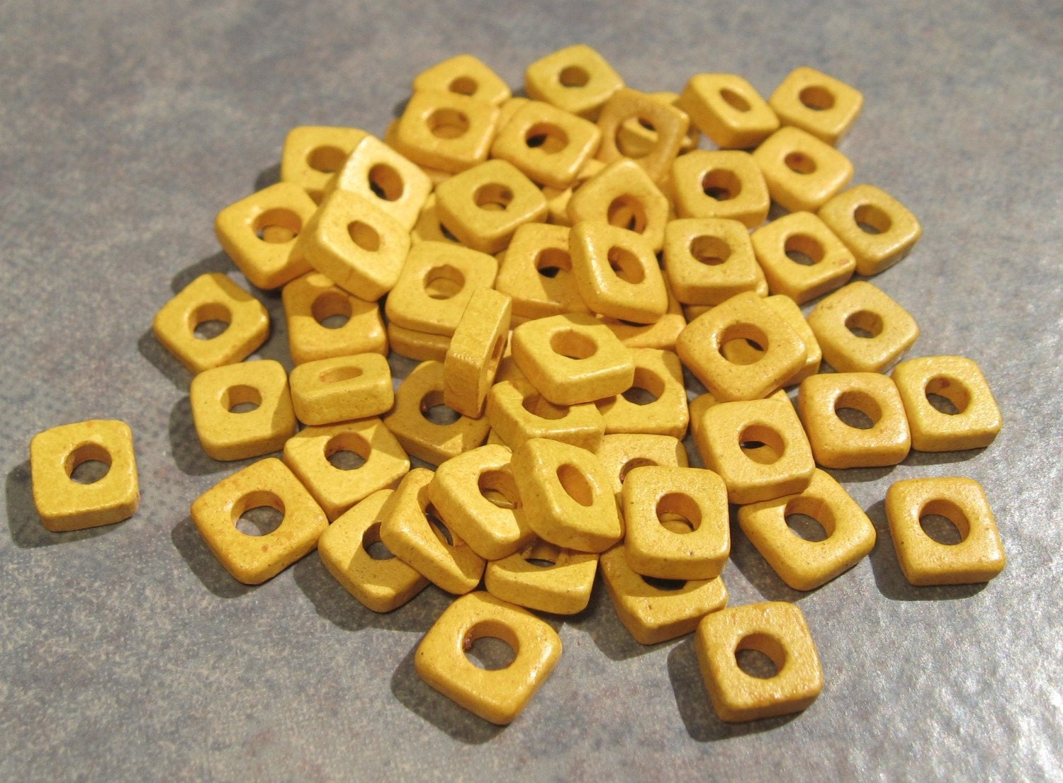25 SUN YELLOW  Mykonos Greek Ceramic Beads - 6mm Square Washer