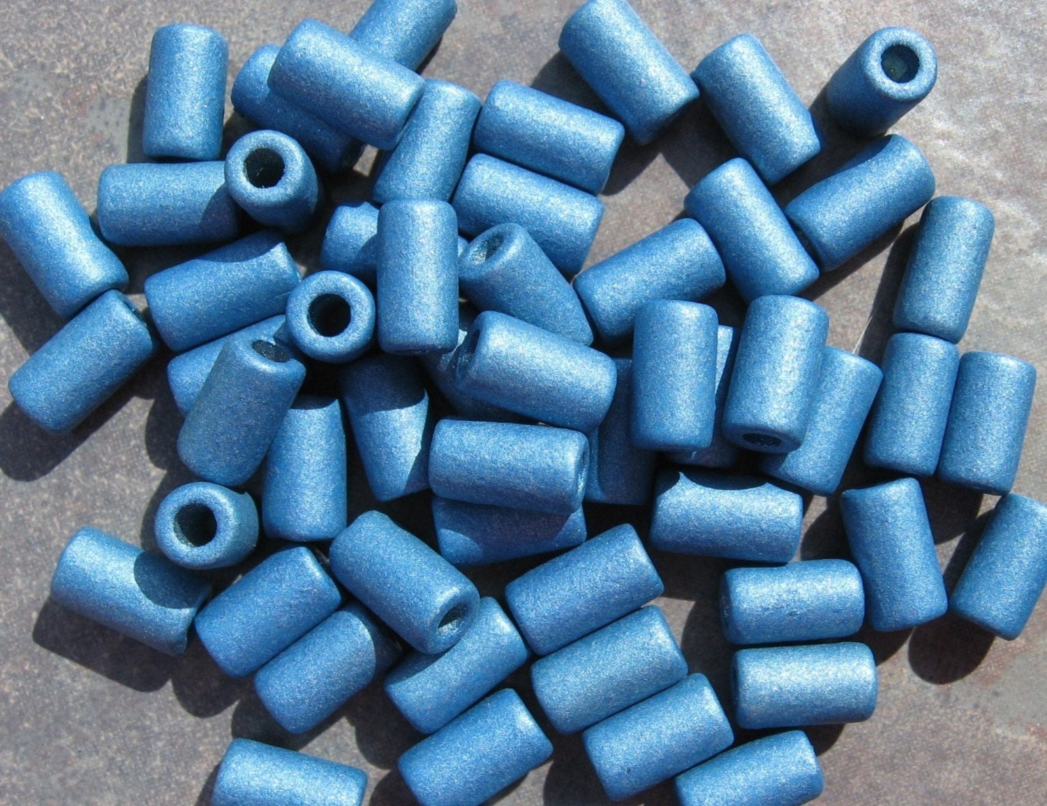 DECO BLUE Mykonos Greek Ceramic Beads Small Tube - Barrel 6x10mm (15)