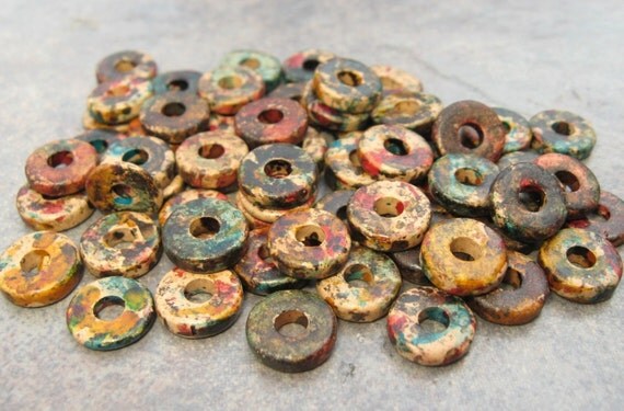 25 Mykonos Greek Ceramic AUTUMN RUST 8mm Round Washer Beads