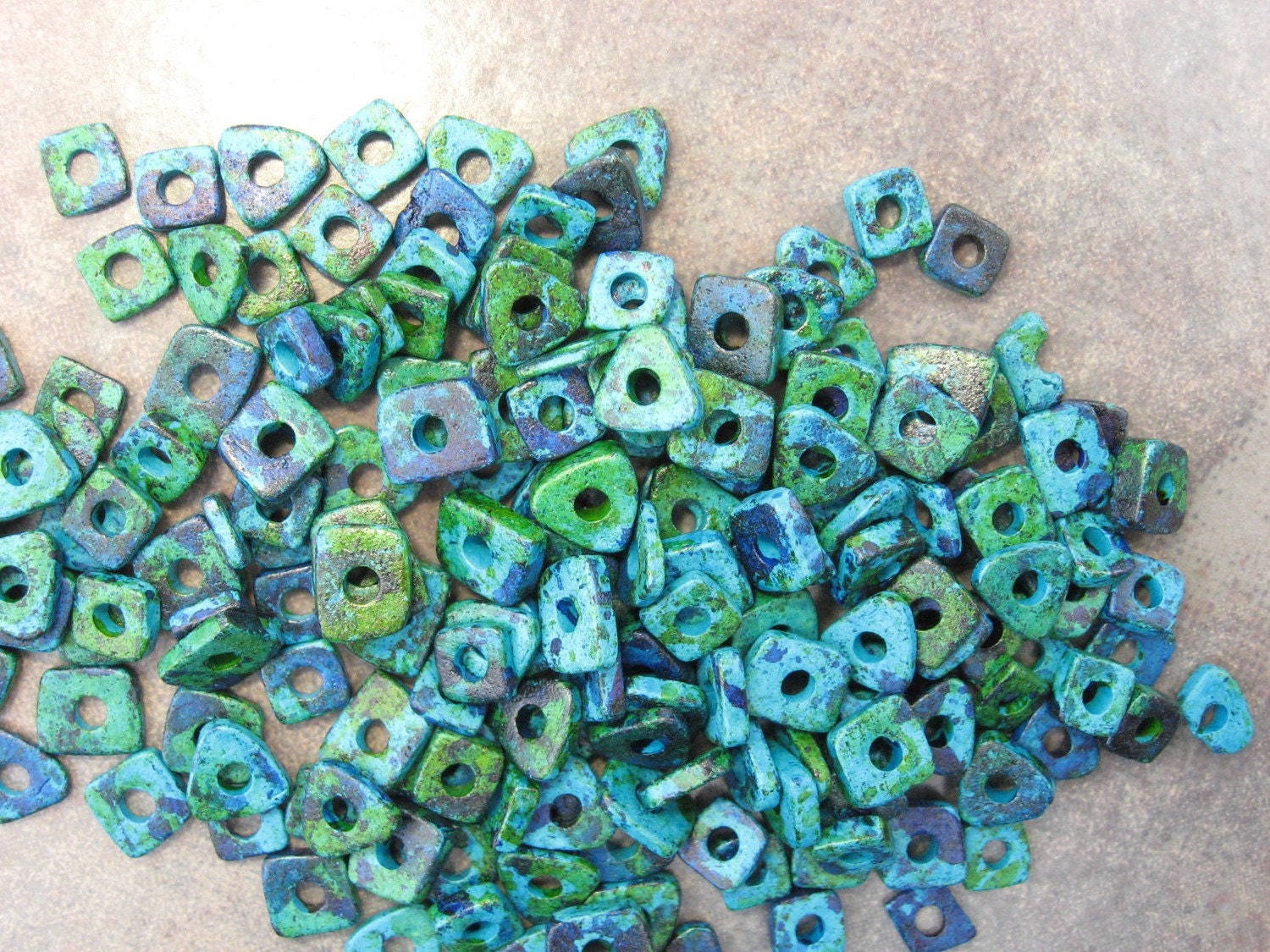 Shop Sale..Mykonos Greek Ceramic Beads - AEGEAN Little Chip Beads - 60 Plus Beads