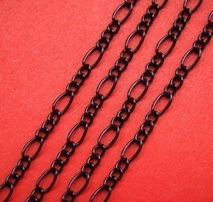 10 Feet Antique Black Enamel Mother-Son Chains LN402