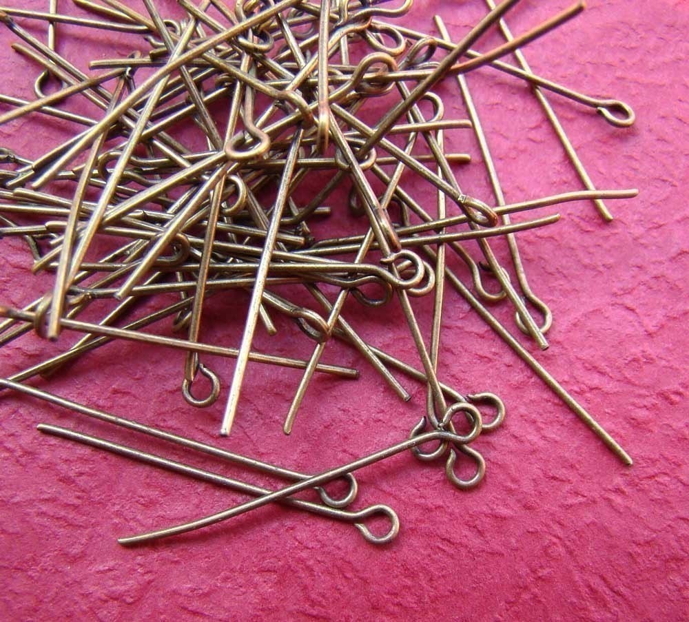 180ps 30mm Antique Bronze Eye Pin Findings PI007