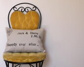 Wedding Pillow - HAPPILY EVER AFTER - customize the names and date - Wedding or Anniversary Gift