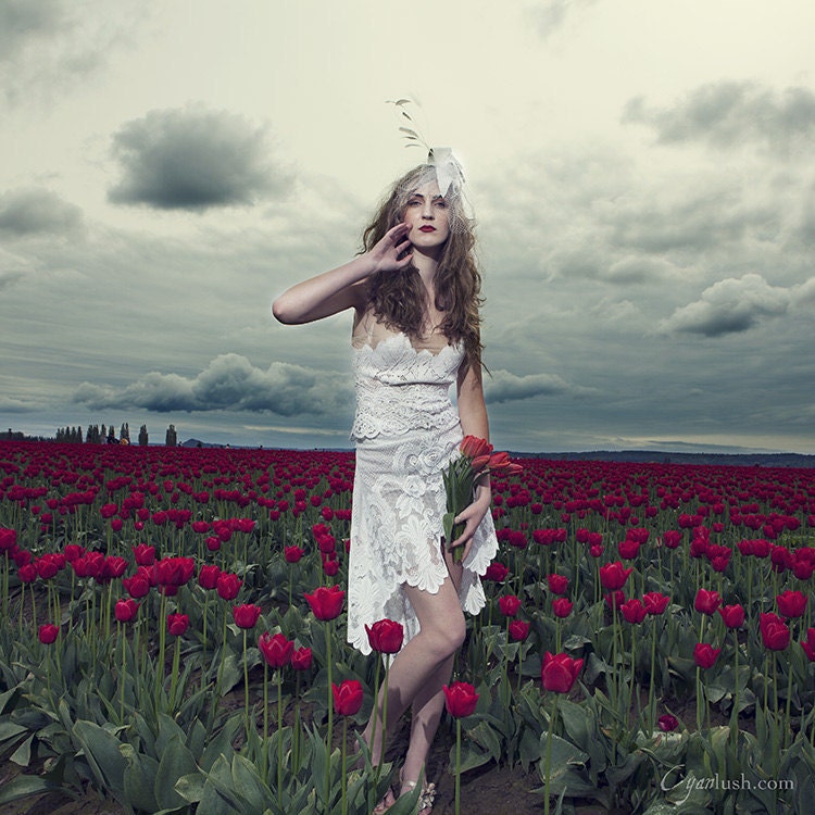 White Lace Dress 'The Peacock Dress' for Jena